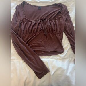 SHEIN Chocolate Brown Long Sleeve Blouse